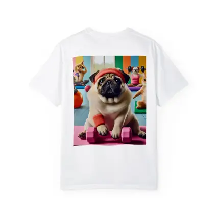 Pug Dog Working Out In Colorful Gym