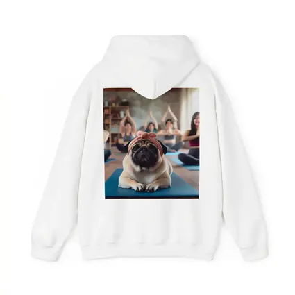 Pug Dog Wearing Headband Yoga Class