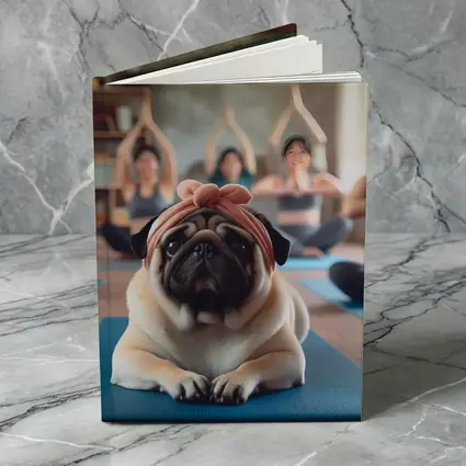 Pug Dog Wearing Headband Yoga Class