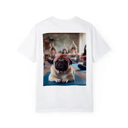 Pug Dog Wearing Headband Yoga Class