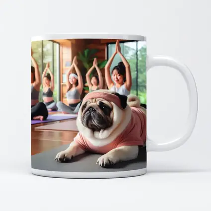 Pug Dog Yoga Class Studio Setting