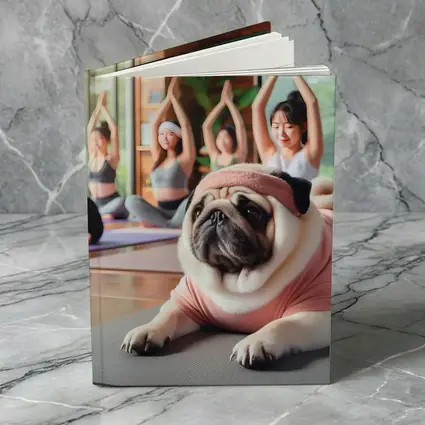 Pug Dog Yoga Class Studio Setting