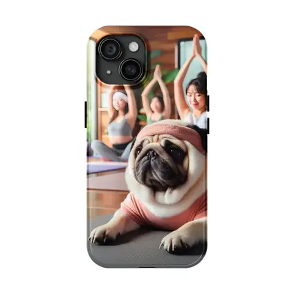 Pug Dog Yoga Class Studio Setting