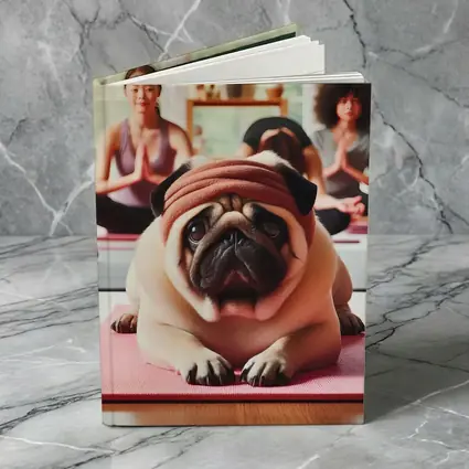 Pug Dog Wearing Headband Yoga Class