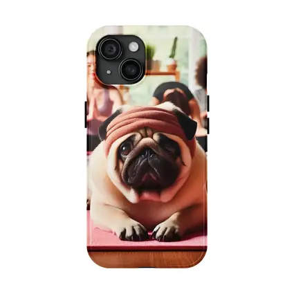 Pug Dog Wearing Headband Yoga Class