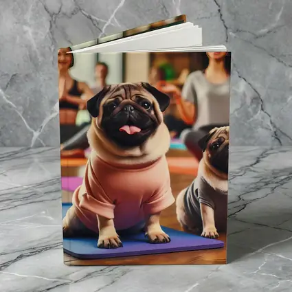 Pugs Doing Yoga in Fitness Studio