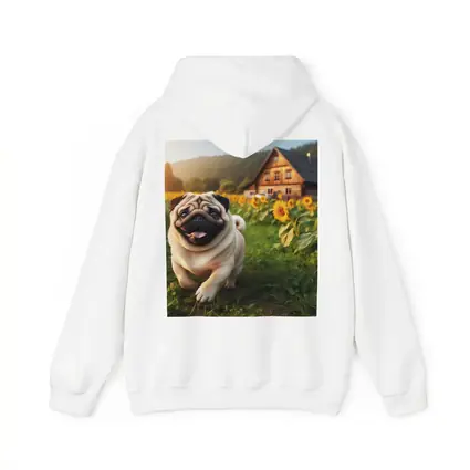 Happy Pug Running Through Sunflower Field