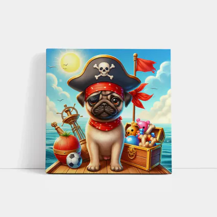 Pirate Pug Puppy on Ocean Ship
