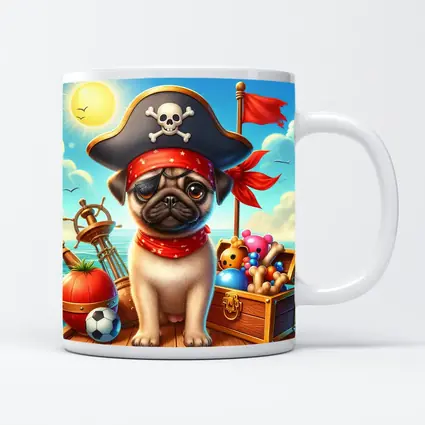 Pirate Pug Puppy on Ocean Ship