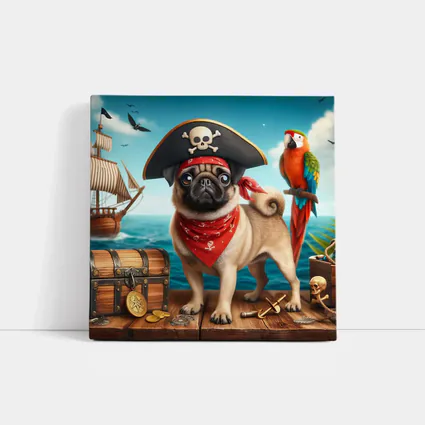 Pug Pirate Dog Treasure Chest Ocean Adventure