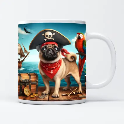 Pug Pirate Dog Treasure Chest Ocean Adventure