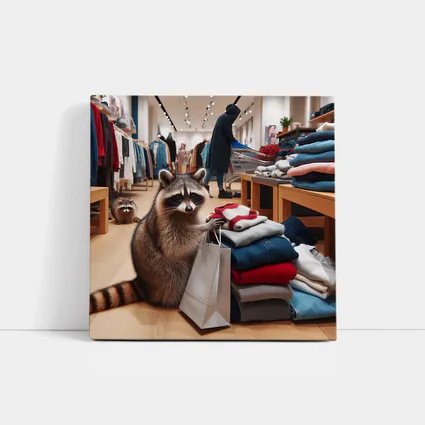 Raccoon Shopping In Clothing Store