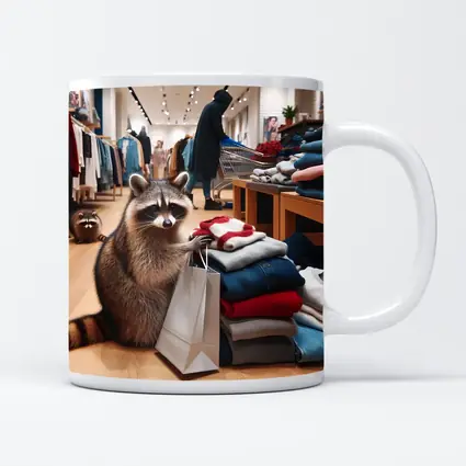 Raccoon Shopping In Clothing Store