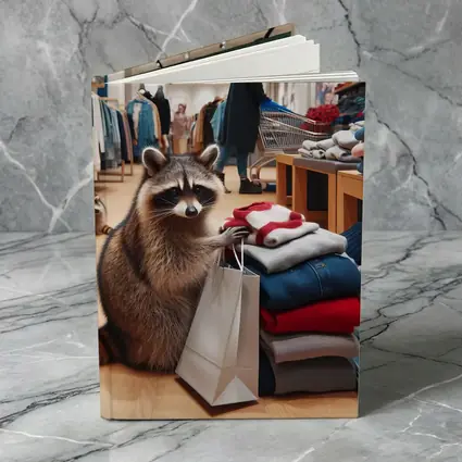 Raccoon Shopping In Clothing Store
