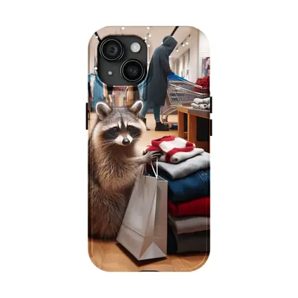 Raccoon Shopping In Clothing Store