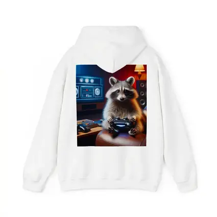 Raccoon Gamer Playing Controller in Gaming Room