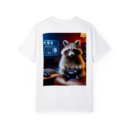 Raccoon Gamer Playing Controller in Gaming Room