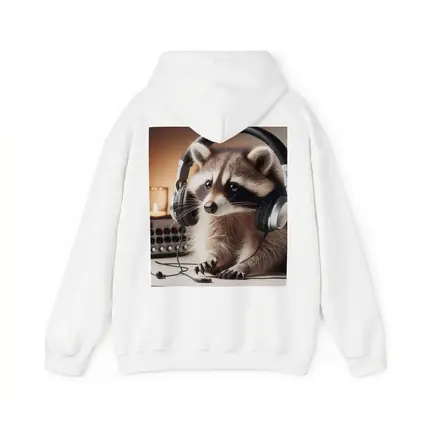Raccoon Wearing Headphones Music Studio Setting