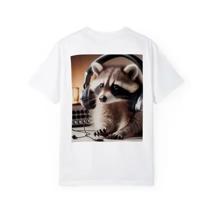 Raccoon Wearing Headphones Music Studio Setting