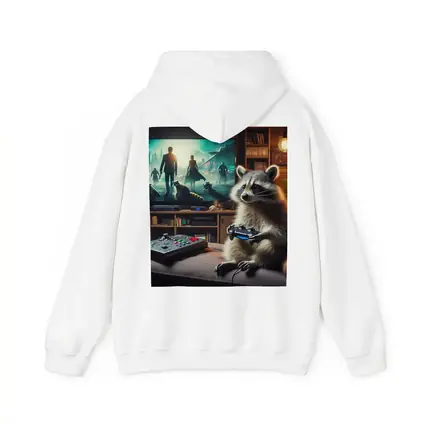 Raccoon Gaming Controller Cozy Living Room