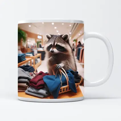 Raccoon Shopping in Clothing Store