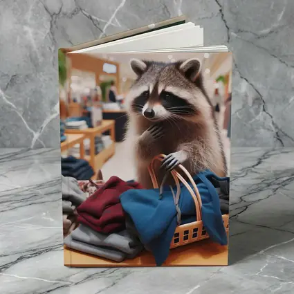 Raccoon Shopping in Clothing Store