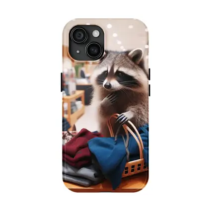 Raccoon Shopping in Clothing Store