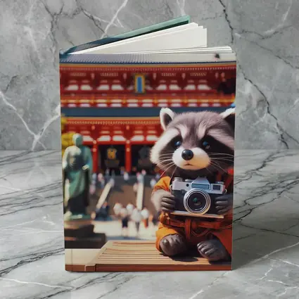 Raccoon Tourist Holding Camera Japanese Temple