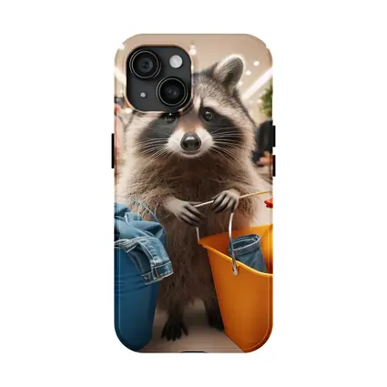 Raccoon Shopping With Buckets In Store