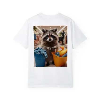 Raccoon Shopping With Buckets In Store