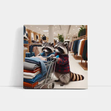 Raccoons Shopping In Clothing Store