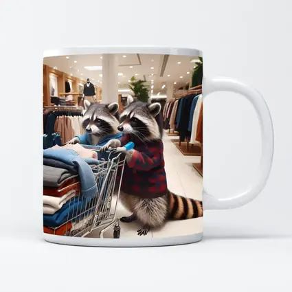 Raccoons Shopping In Clothing Store