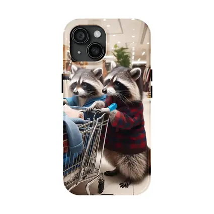 Raccoons Shopping In Clothing Store