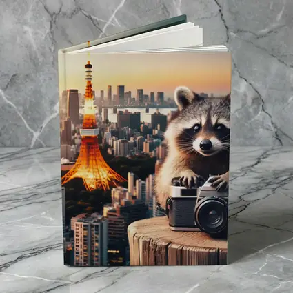Raccoon Photographer Tokyo Tower Skyline Sunset