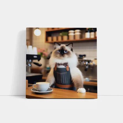 Ragdoll Cat Barista Coffee Shop Scene