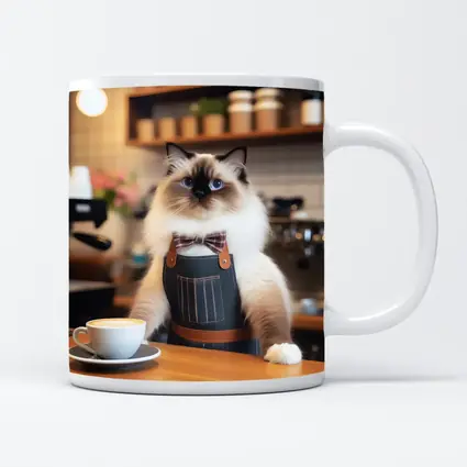Ragdoll Cat Barista Coffee Shop Scene