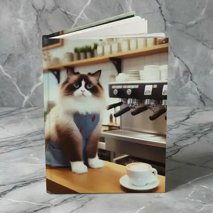 Ragdoll Cat Barista in Coffee Shop