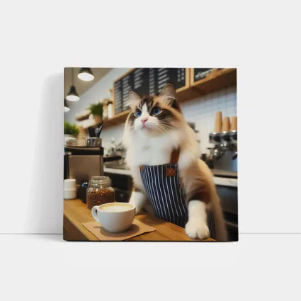 Ragdoll Cat Barista Coffee Shop Art