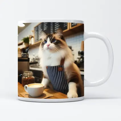 Ragdoll Cat Barista Coffee Shop Art