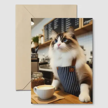 Ragdoll Cat Barista Coffee Shop Art