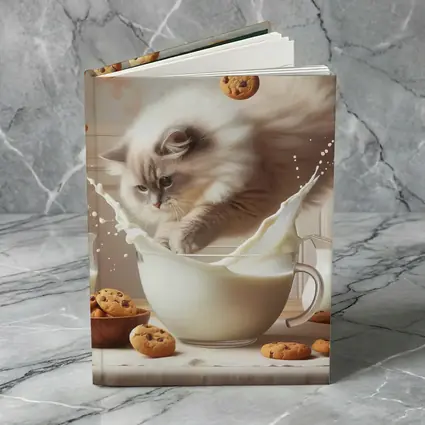 Ragdoll Cat Splashing Milk With Cookies