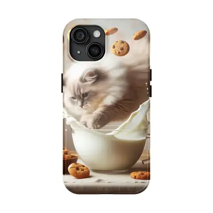 Ragdoll Cat Splashing Milk With Cookies