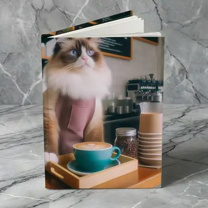 Ragdoll Cat Barista Working In Coffee Shop