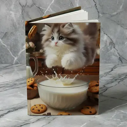 Fluffy Kitten Jumping Into Milk Bowl Cookies