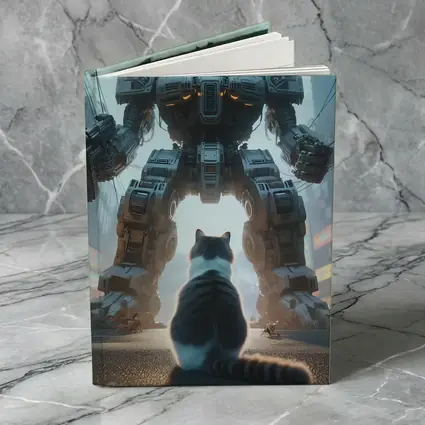 Cat Faces Giant Mech Robot City Street