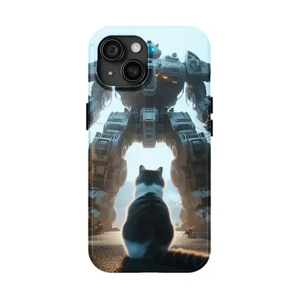 Cat Faces Giant Mech Robot City Street