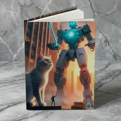 Giant Robot Cat City Cyberpunk Street