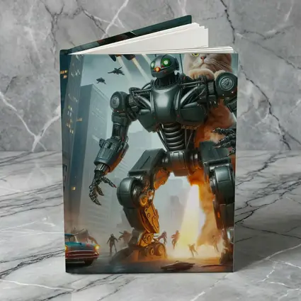 Giant Cat Robot Attacks Futuristic City