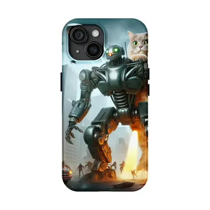 Giant Cat Robot Attacks Futuristic City