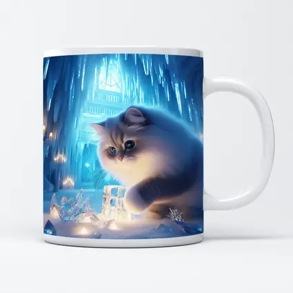 Persian Cat in Glowing Ice Crystal Palace